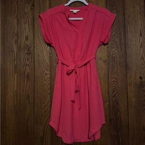 Monteau Hot Pink Casual Shirt Dress